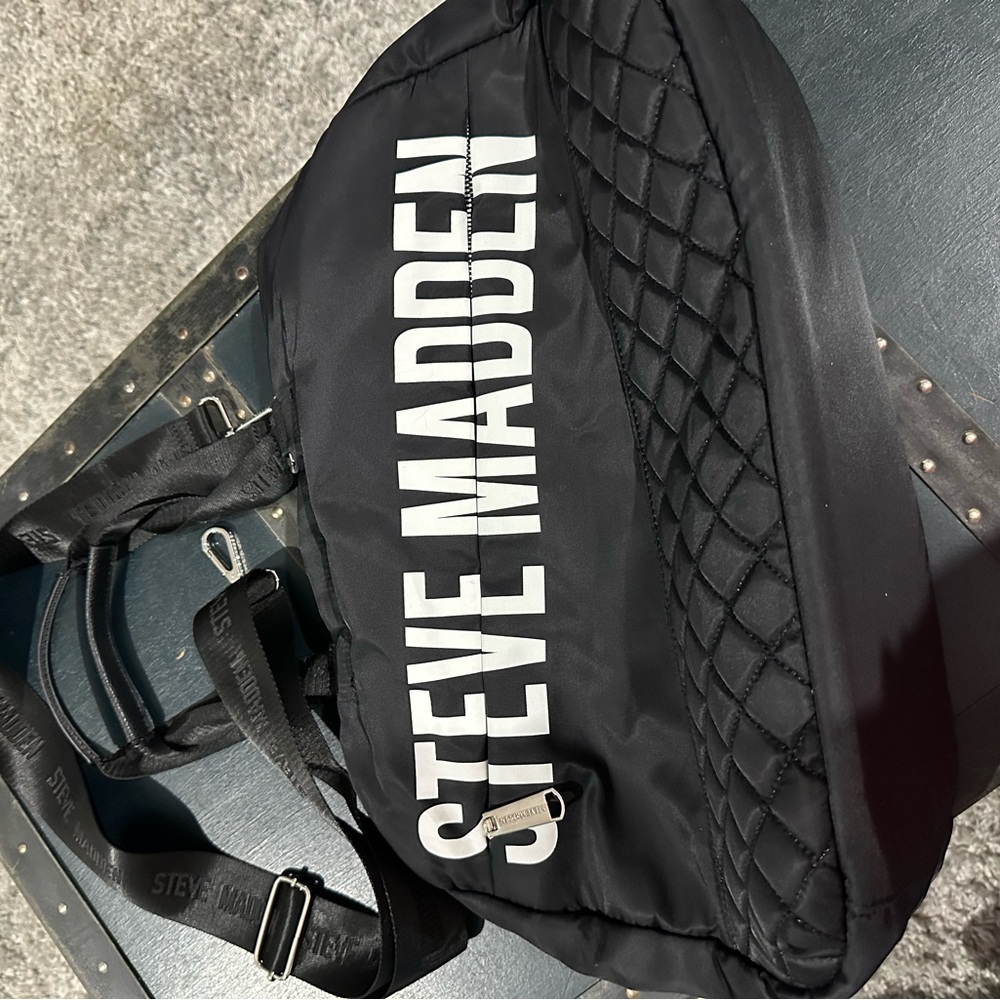 Steve Madden Black Logo Lined Tote